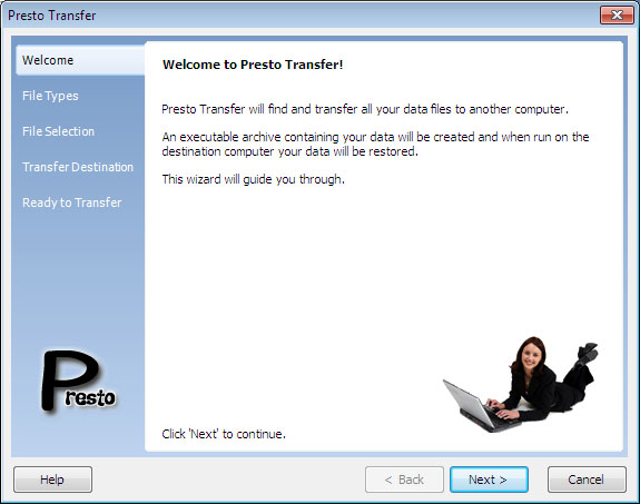 Click to view Presto Transfer IE and Windows Mail 3.32 screenshot